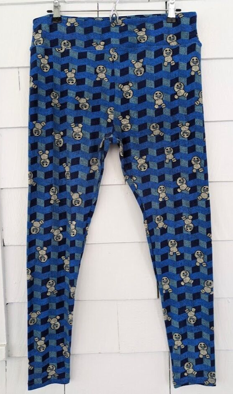 LuLaRoe Women's Tall & Curvy Disney Frozen Snowgies Snowmen Leggings Blue White